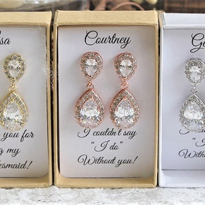 Custom Color, Tear drop Clip On earrings, Bridesmaid gift, bridesmaid earrings, Bridal Earrings,Wedding Earrings,Cubic Zirconia Earrings