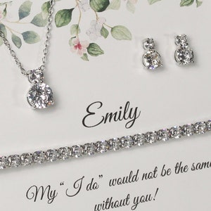 Custom bridesmaid gifts necklace earrings set, Bridesmaid earrings, Bridesmaid necklace, earrings and bracelet set, Bridal party jewelry set image 8