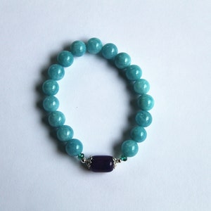 Brasilien Chalcedon Armband - Aqua Blau / Lila