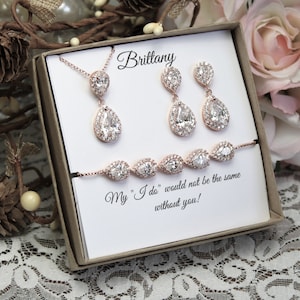 Personalized bridesmaid gifts, Bridesmaid necklace earring set, bridesmaid Earrings, Tear drop earring bracelet set, Bridesmaid necklace