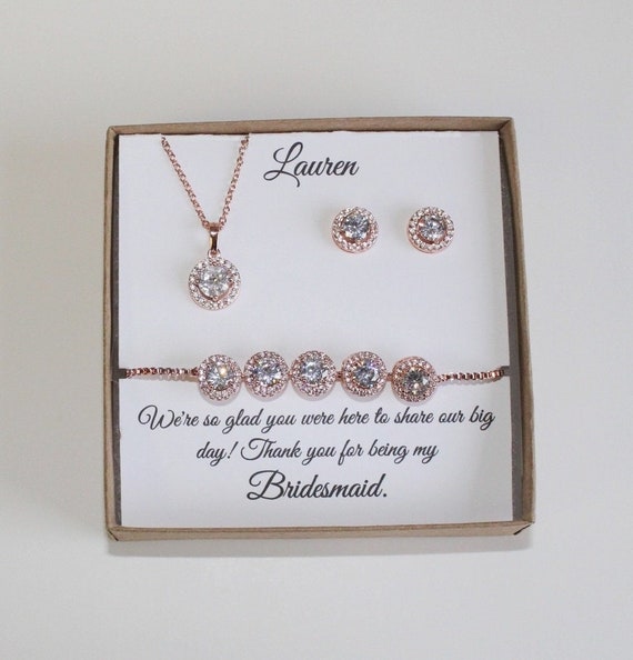 Custom personalized bridesmaid Earrings gift set Wedding | Etsy