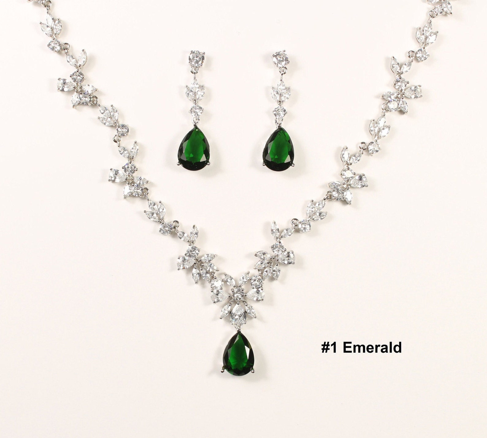 Red Bridal Jewelry Set Burgundy Bridal Earrings CZ Necklace Etsy