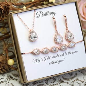 Custom color Bridesmaid gift set, Bridesmaid necklace bracelet earrings set, Bridesmaid necklace, Bridesmaid earrings, Wedding jewelry set image 1