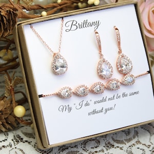 Benutzerdefinierte Farbe Brautjungfer Geschenk-Set, Brautjungfer Halskette Armband Ohrringe Set, Brautjungfer Halskette, Brautjungfer Ohrringe, Hochzeit Schmuck-Set