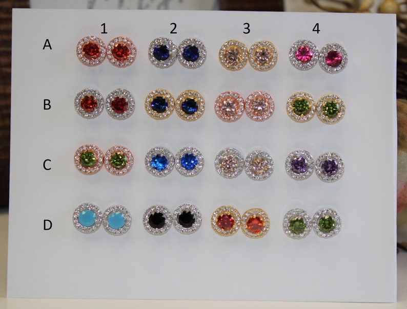 Custom Personalized Bridesmaid gifts round zirconia earrings Bridesmaid earring Bridesmaid earrings wedding earrings bridal party gifts