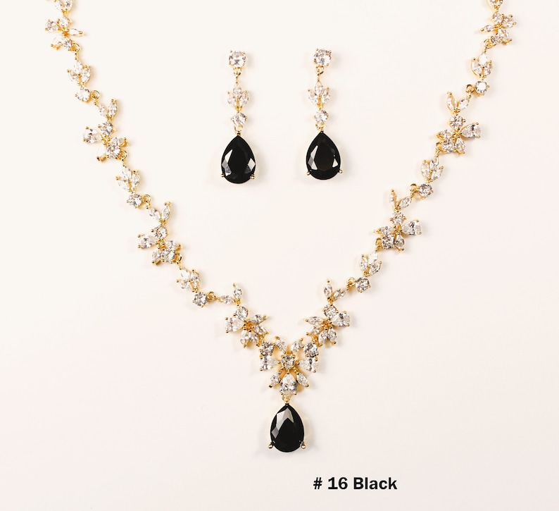 Galaxy Gold 14k White Gold Amethyst Jewelry Set - Natural Purple Amethyst Pendant & Dangle Earrings - View #4