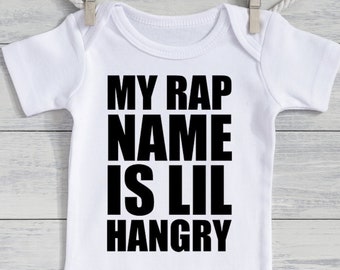 Baking Chef Music Funny My Rap Name Is Lil Hangry Baby Bodysuit for Hungry Cook 