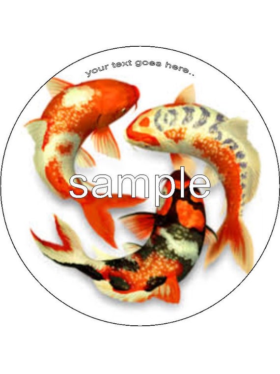 Koi Fish Edible Icing Sheet Topper Add Personal Message Vegan Etsy