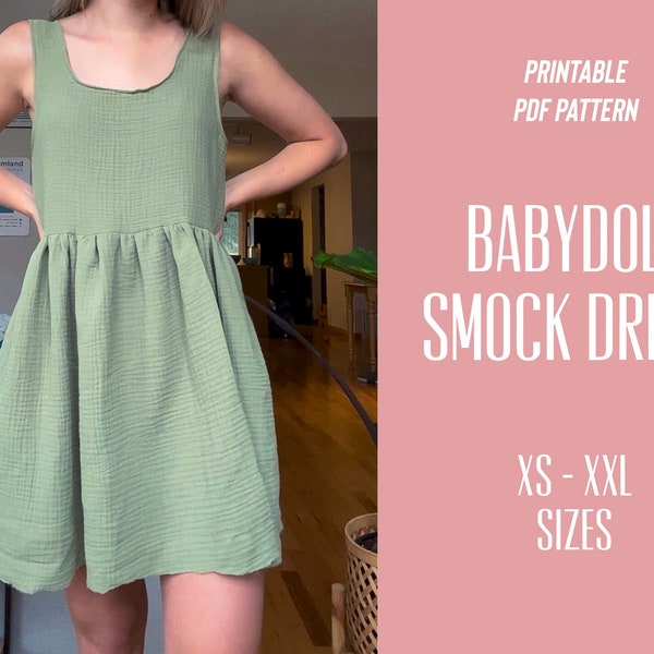 Babydoll Smock Dress Sewing Pattern | XS - XXL | Instant PDF Digital Download