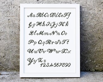 Alphabet cross stitch pattern / cross stitch Font / pattern Numbers / ABC