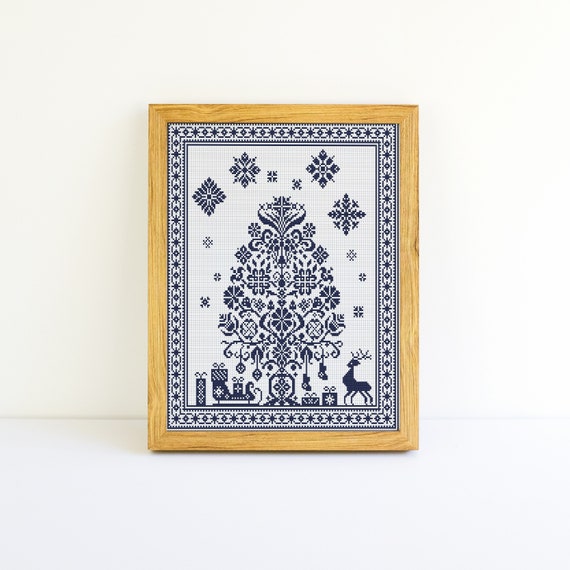 Primitive Cross Stitch Sampler Christmas Pattern Pdf Etsy