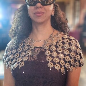 Metal Shawl - Shoulder Jewelry - Body Jewelry - Renaissance Faire - Handfasting - Handmade Gift - Fancy Women’s Armor - Metal Shrug - Garb image 9