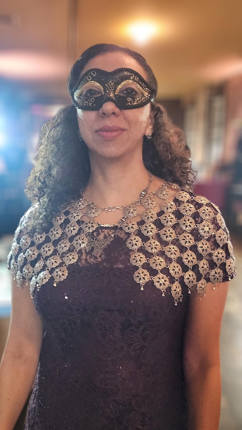 Metal Shawl - Shoulder Jewelry - Body Jewelry - Renaissance Faire - Handfasting - Handmade Gift - Fancy Women’s Armor - Metal Shrug - Garb image 9