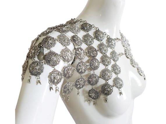 Metal Shawl - Shoulder Jewelry - Body Jewelry - Renaissance Faire - Handfasting - Handmade Gift - Fancy Women’s Armor - Metal Shrug - Garb