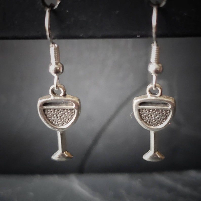 Wine Earrings Handmade Jewelry Wine Glass Earrings Ren Faire Small Earrings Wine Jewelry Wine Glass Jewelry Gift Idea for Her
