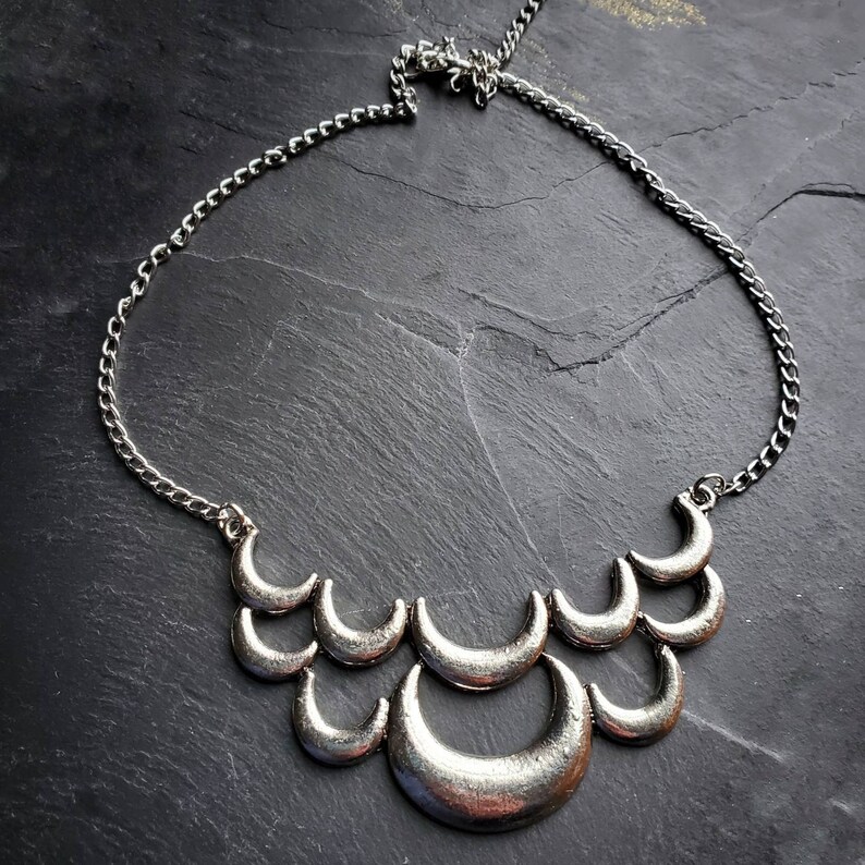 Selenophile Jewelry Ritual Jewelry Wiccan Jewelry Crescent Moon Necklace Many Moons Necklace Wiccan Necklace Silver Necklace