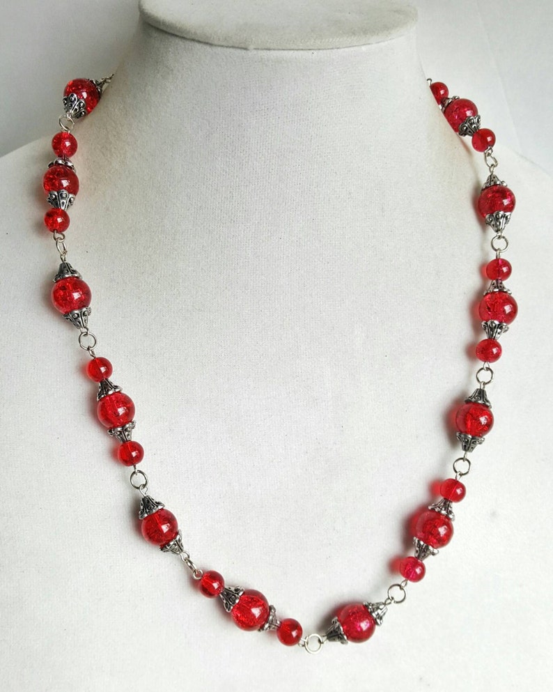 Long Red Necklace Ren Faire Romantic Necklace Handmade | Etsy