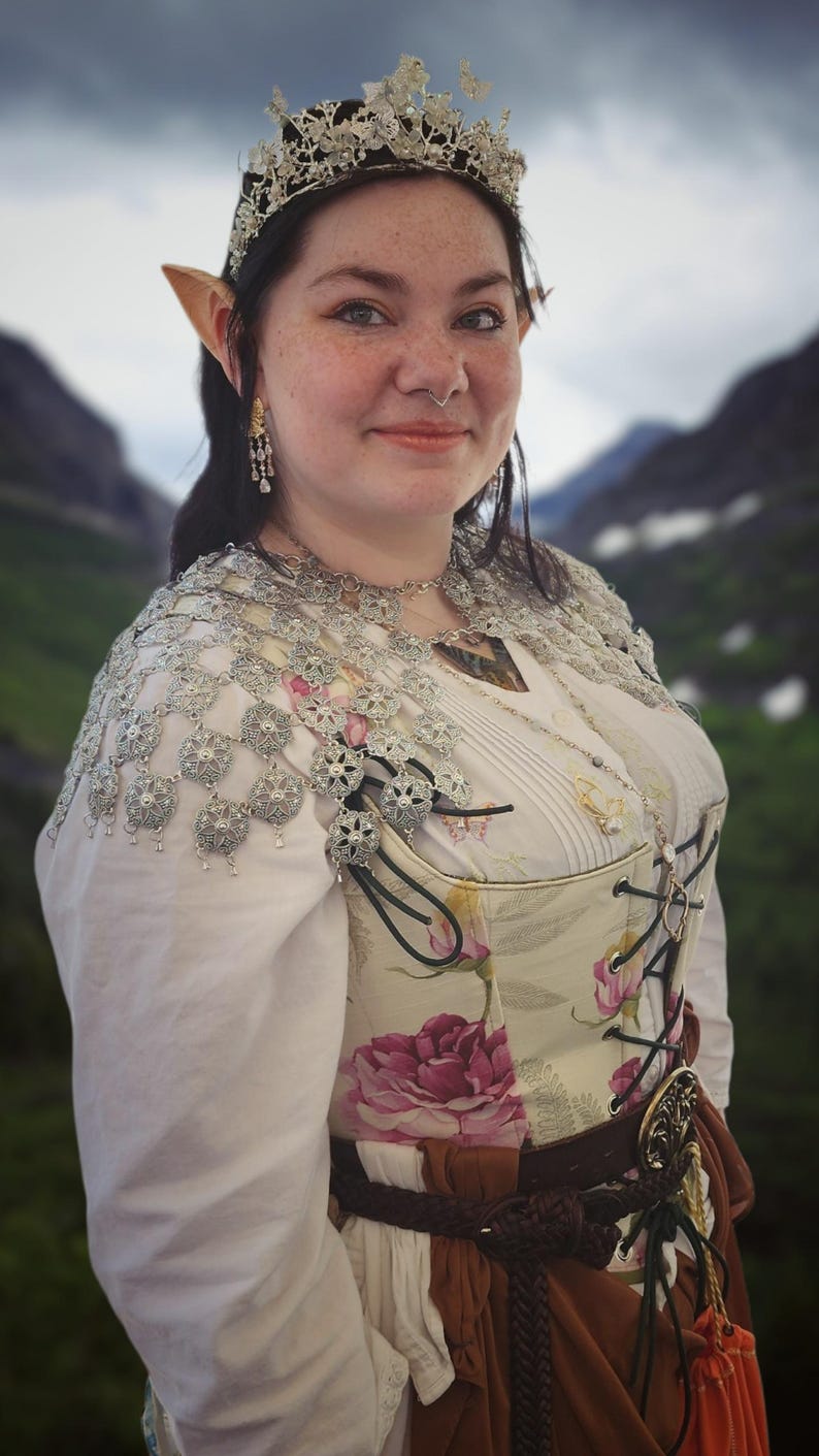 Metal Shawl - Shoulder Jewelry - Body Jewelry - Renaissance Faire - Handfasting - Handmade Gift - Fancy Women’s Armor - Metal Shrug - Garb image 8