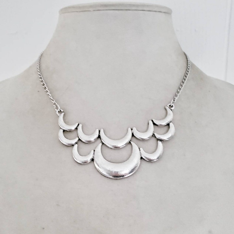 Selenophile Jewelry Ritual Jewelry Wiccan Jewelry Crescent Moon Necklace Many Moons Necklace Wiccan Necklace Silver Necklace