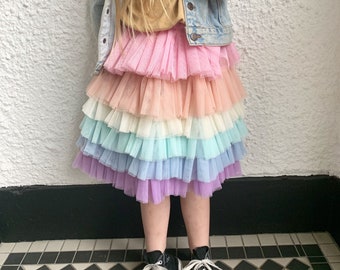 Pastel rainbow ruffle kid size tutu