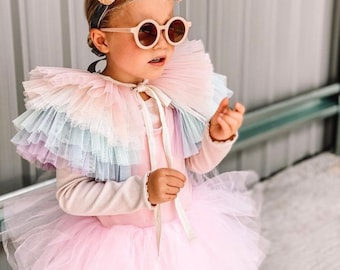 Oversized Pastel rainbow ruffle collar