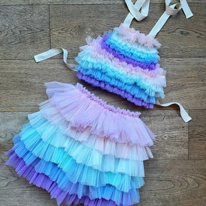 Pastel rainbow tutu/top set zdjęcie 4