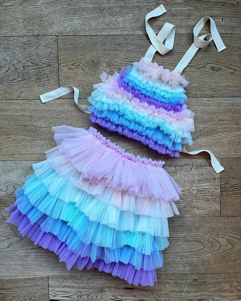 Pastel rainbow tutu/top set zdjęcie 4