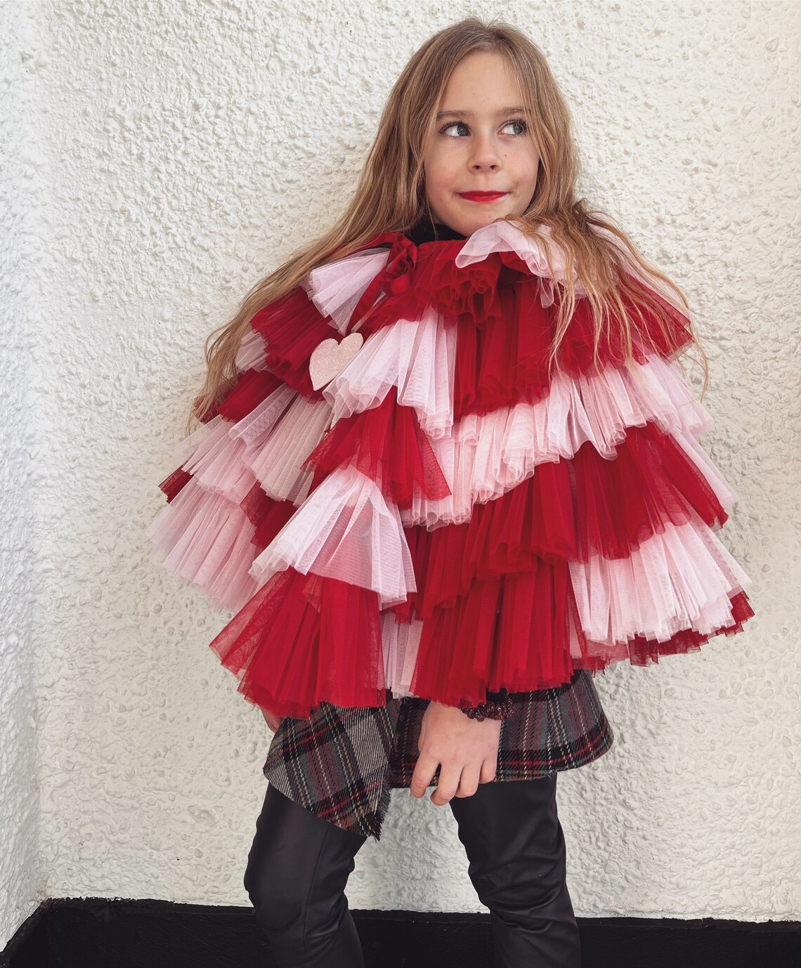 Pink Ruffle Flower Cape