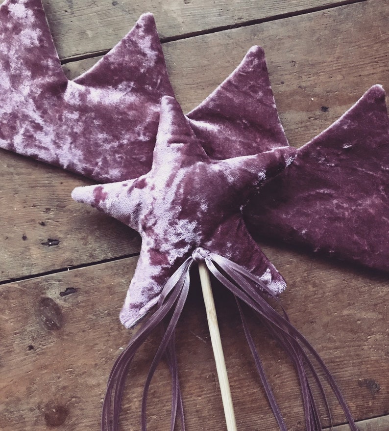 Crushed Velvet Crown and Wand Set in Dusky Pink Etsy