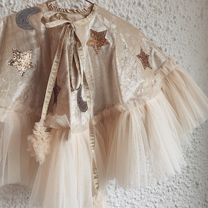 Cream velvet star/moon mini cape