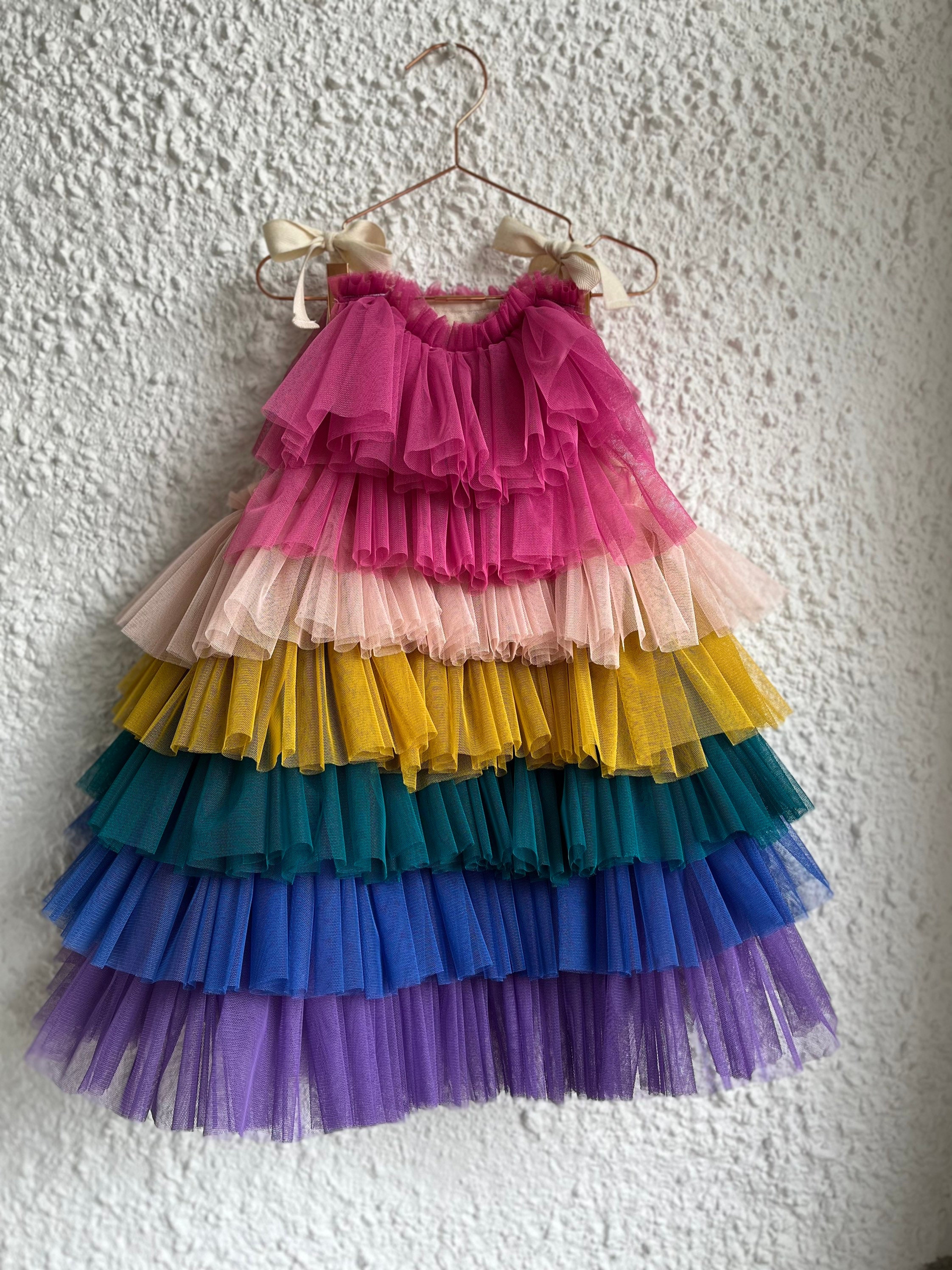 Bright Rainbow Ruffle Dress - Etsy