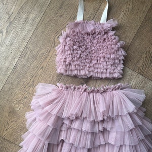 Dusky pink ruffle tutu/top set image 1