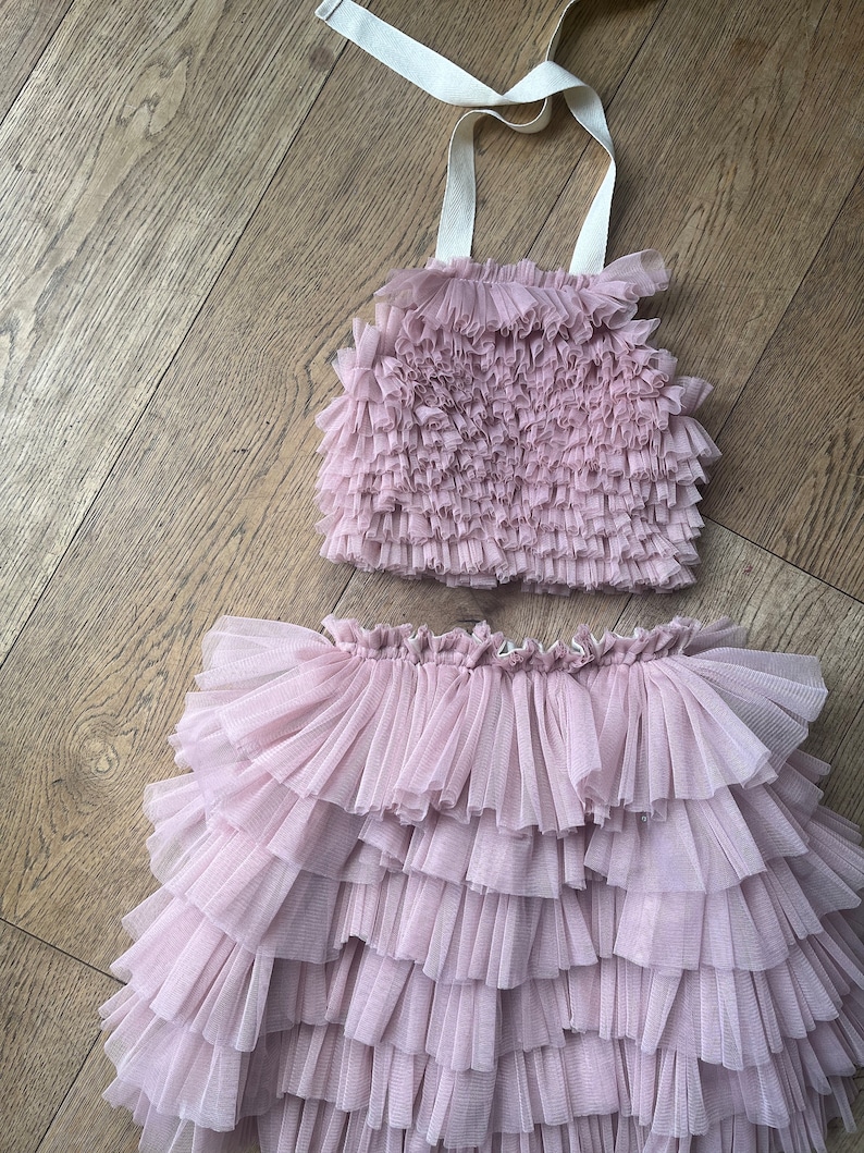 Dusky pink ruffle tutu/top set image 1