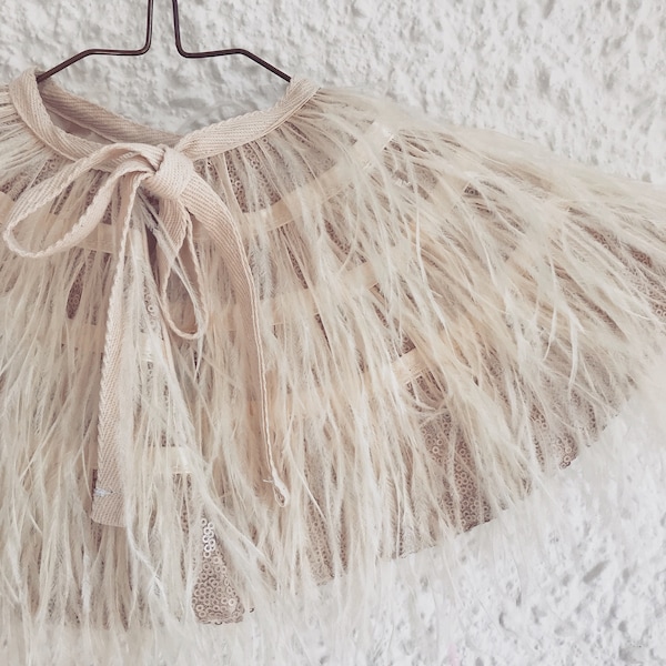 Swan lake ostrich feather cape in cream