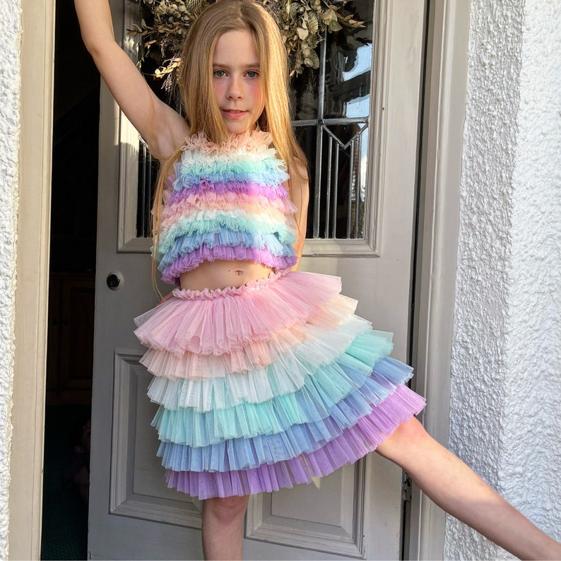 Pastel rainbow tutu/top set zdjęcie 1