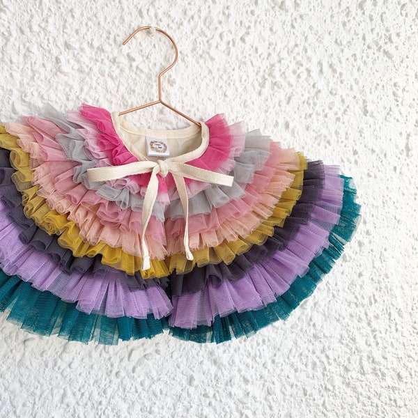 Kids multi-colour ruffle cape