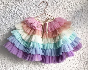 Kids Ruffle rainbow dress up cape