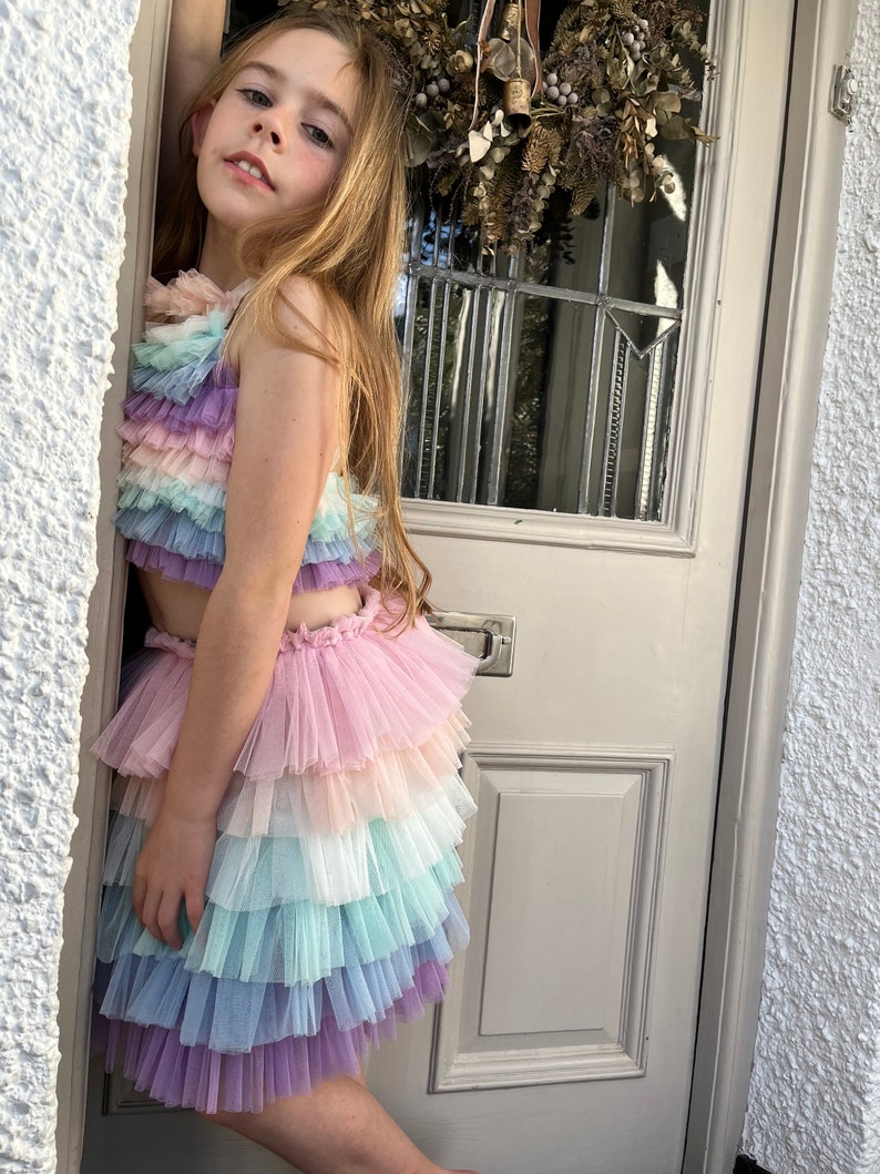 Pastel rainbow tutu/top set zdjęcie 2