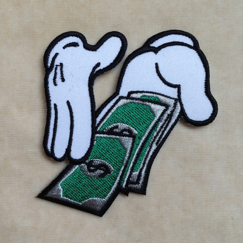 Hands With Money Iron On Patch - 