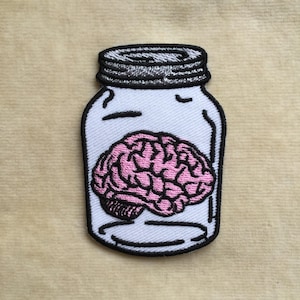 Brain In Jar Iron on Patch