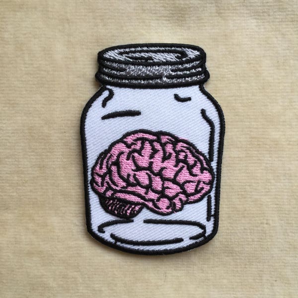 Brain In The Jar Iron On Patch