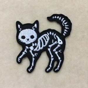 Cat Skeleton Iron On Patch