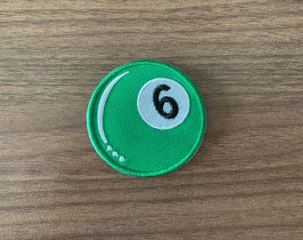 Green Billiard 6 Ball Pool Game Iron on Patch