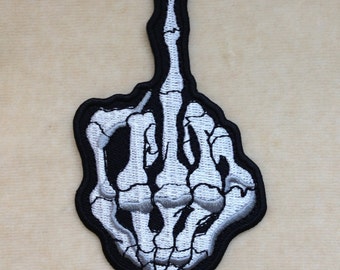 Middle Fingers Skeleton Iron On Patch
