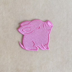 Adorable Sitting Pig Iron On Patch