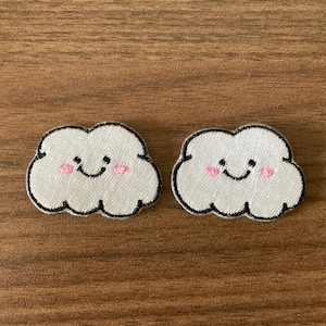 A Pair of White Clouds Iron on Patch: Embroidered