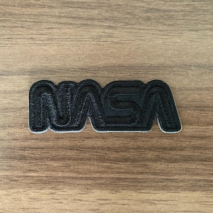 NASA Worm Logo Iron-On Patch, Black on Black