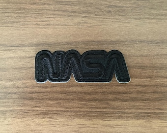 NASA Worm Logo Iron-On Patch, Black on Black
