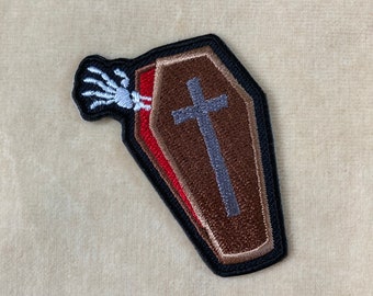 Halloween Creepy Coffin Iron On Patch