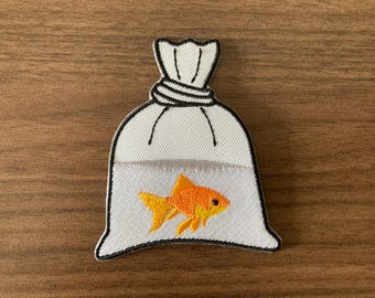 Goldfish In Plastic Bag Iron on Patch